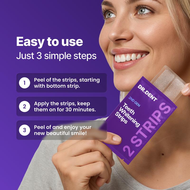Buy Best Peroxide Free Purple Teeth Whitening Strips for sensitive teeth smiling